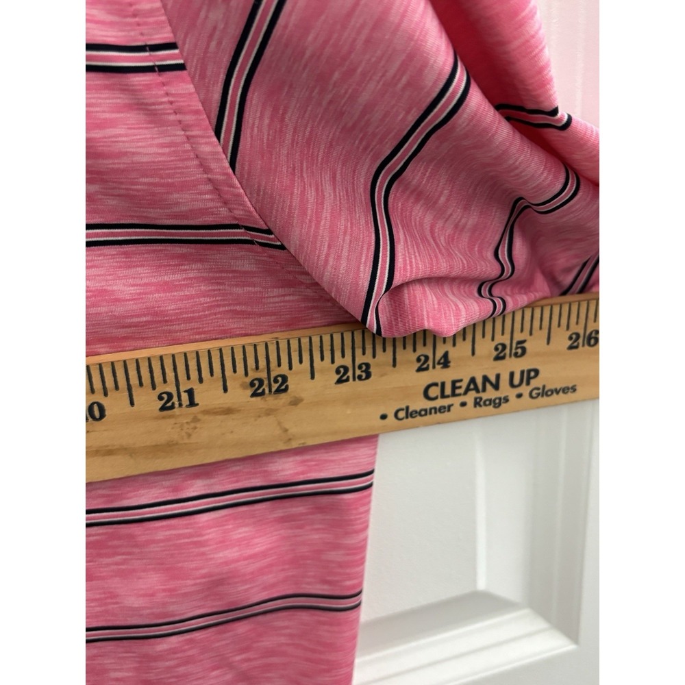 FootJoy Golf Polo Mens L Pink Heather Striped Performance Shirt Bali Hai 0513 - Picture 6 of 7